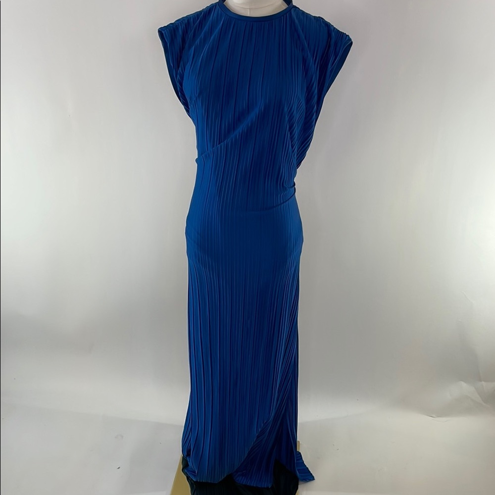 Atlein Collective Navy Plisse Midi Dress, S - Picture 4 of 14